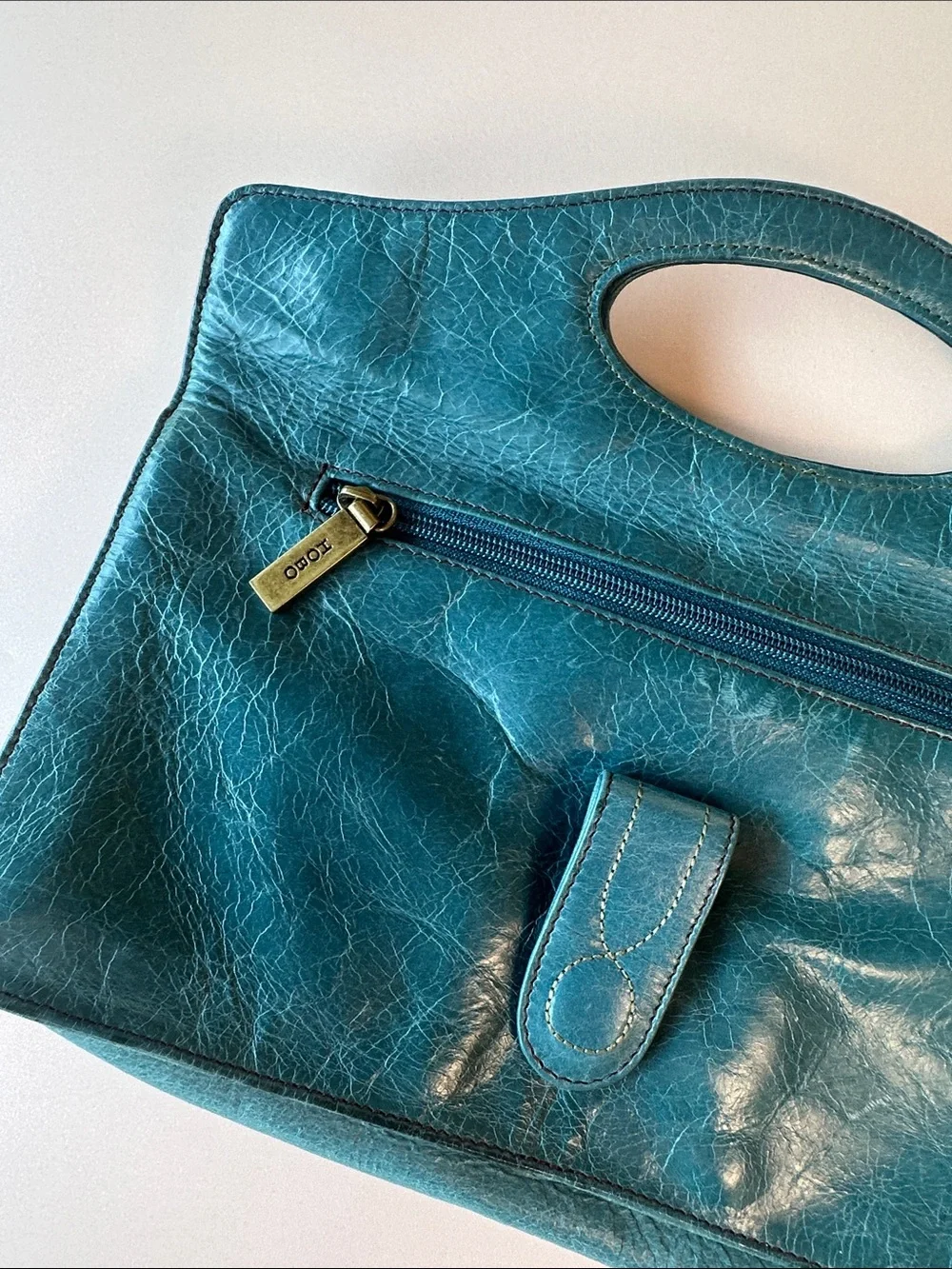 HOBO Teal Studded Leather Wristlet Clutch